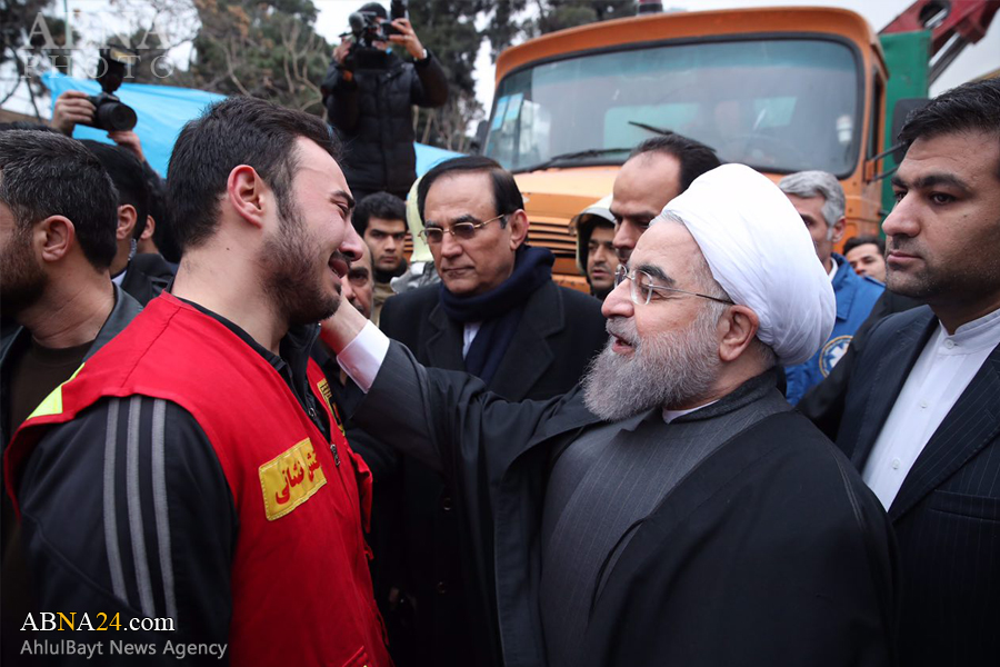 Kehadiran Presiden Iran di Lokasi Reruntuhan Gedung Plasco
