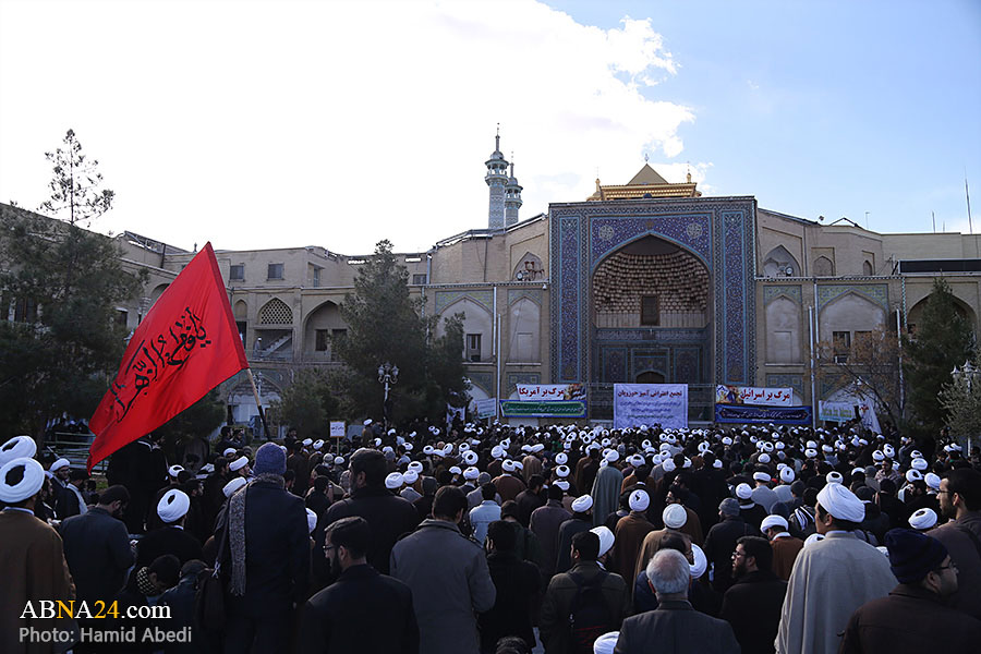 طلاب واساتذة الحوزة يعطلون دروسهم ويتضامنون مع آية الله الشيخ عيسى قاسم في قم المقدسة