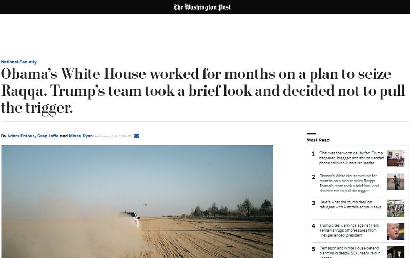 Washington Post: Trump rejette le plan d’offensive d’Obama en Syrie