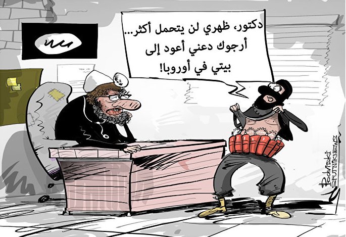 كاريكاتير/ ارهابيو "داعش" يتذرّعون بالمرض بسبب خوفهم من مواجهة القوات العراقية