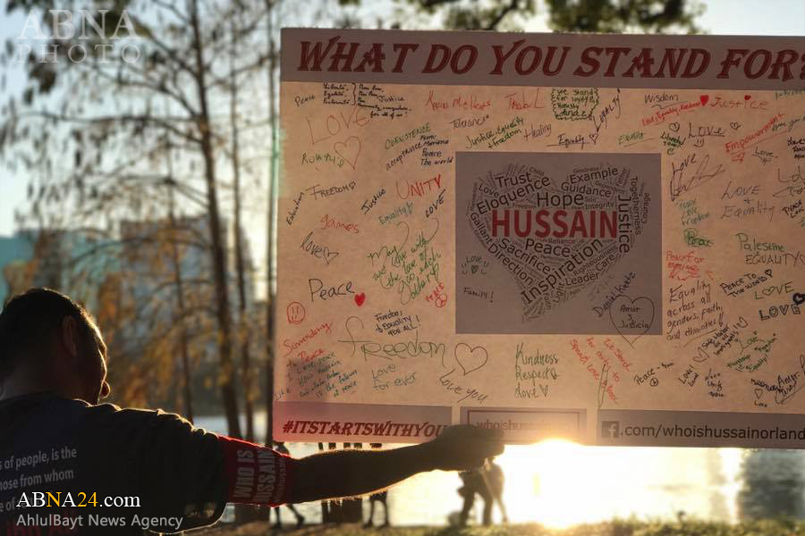 “Los Voluntarios de la  Organización Shiíta ¿Quién es Hussain (P)? Reparten  Rosas y Dulces a los Ciudadanos de Orlando” 