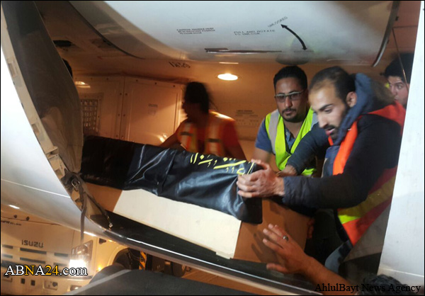 فيديو/ وصول جثامين شهداء تفجيرات دمشق إلى مطار النجف الأشرف