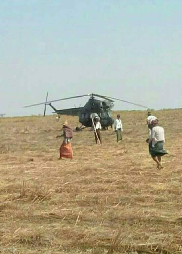 တပ္မေတာ္ရဟတ္ယာဥ္တစ္စီး စက္ခြၽတ္ယြင္း၍ စစ္ေတာင္းျမစ္ကမ္းအနီး အေရးေပၚဆင္းခဲ့ရ