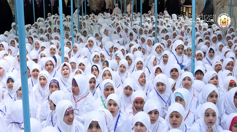 1000 فتاة يجتمعن عند خيمة العقيلة زينب في كربلاء ليرتدين حجاب امها الزهراء (ع)