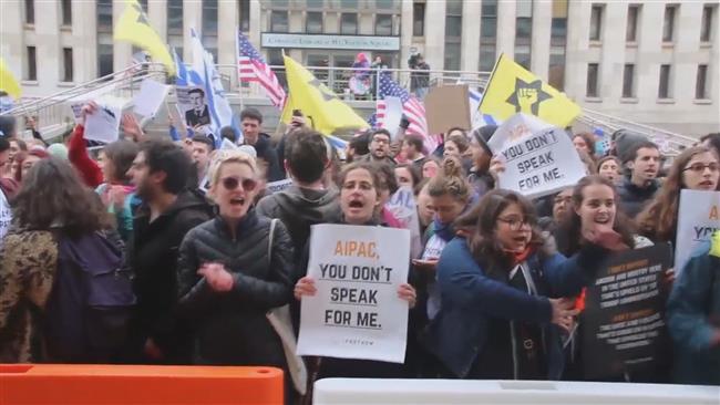 Pro-Palestinian Americans protest against AIPAC