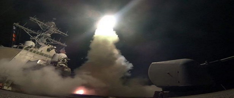 US forces launch 59 Tomahawk missiles at a Syrian airfield