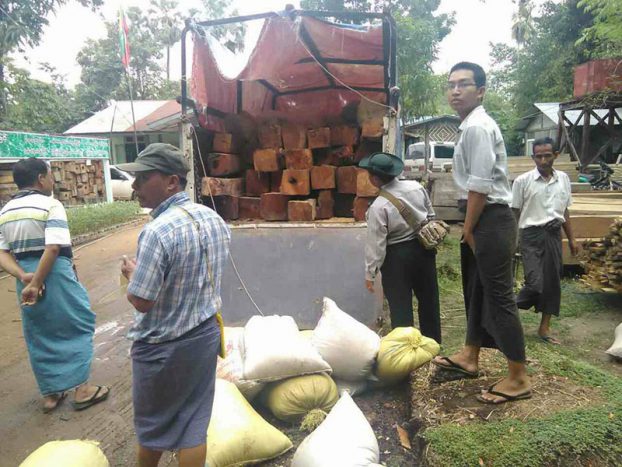 ဒိုက္ဦးၿမိဳ႕တြင္ တရားမဝင္ ပိေတာက္ခြဲသားမ်ား ဖမ္းမိ 