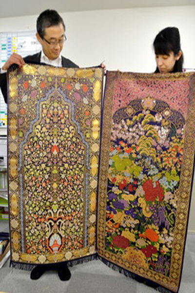 金襴でイスラムの礼拝マット　京都の織物会社、中東など販売へ