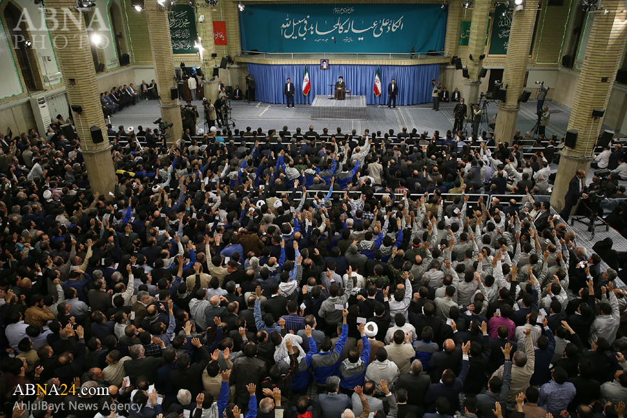 Imam Jamenei Recibe a los Trabajadores en Vísperas del Día Intl. del Trabajador