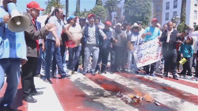 Israeli flags set on fire in Morocco to show support for Palestinian hunger strikers