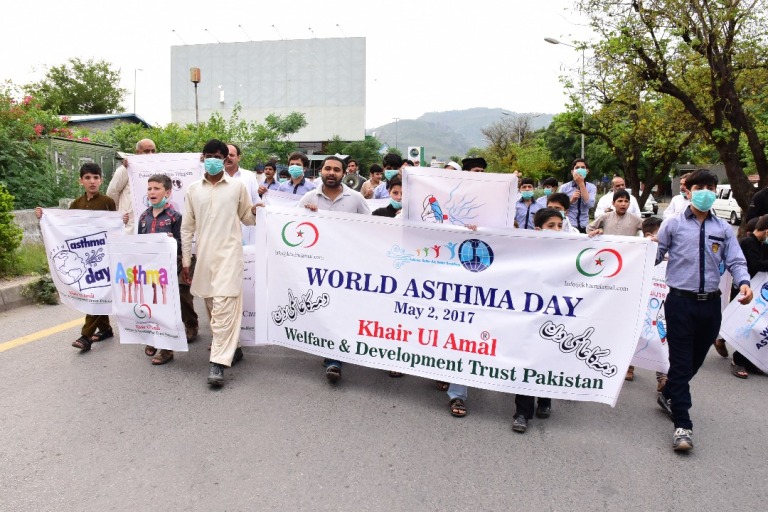 دمہ کے عالمی دن پر خیر العمل ویلفیئر ٹرسٹ پاکستان کے زیر اہتمام پیدل مارچ