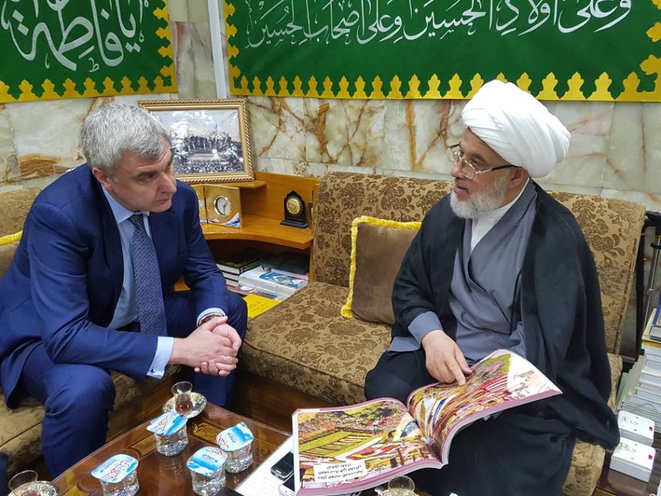  ممثل المرجع السيستاني يستقبل السفير الروسي ويؤكد له ان الارهاب فكر خطر على العالم ككل
