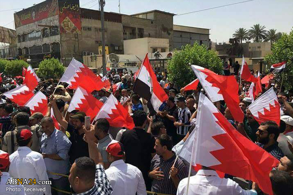 تظاهرات أمام السفارة البحرينية في بغداد استنكارا لما يقوم به النظام البحريني+(صور)