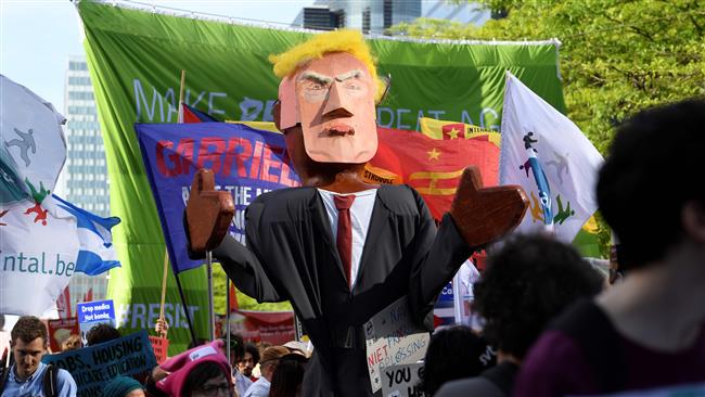Thousands hold anti-Trump protest in Brussels ahead of NATO summit