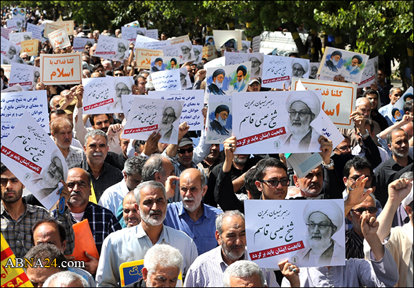 تظاهرة حاشدة في إيران تنديدًا بمجزرة الدراز وحصار منزل الشيخ عيسى قاسم