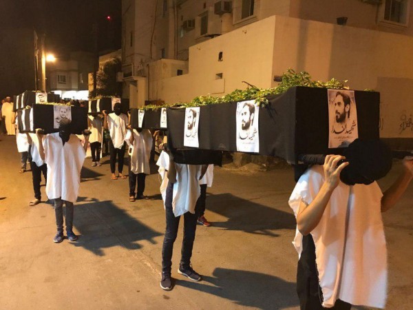 Al Khalifa forces attack symbolic funeral procession held for 5 martyrs / Pics