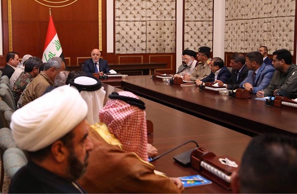 العبادي في الاجتماع مع الحشد الشعبي يعلن ان تلعفر والحويجة سيتم تحريرهما قريباً
