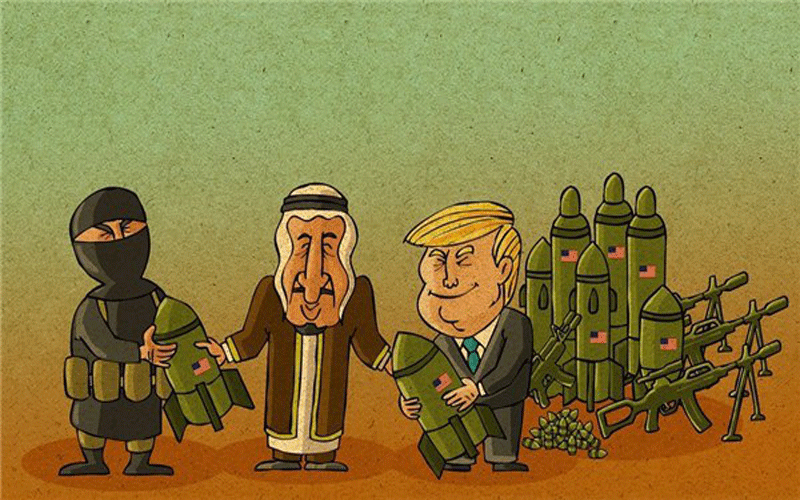 كاريكاتير/ السعودية تبرم صفقات اسلحة مع امريكا لصالح الجماعات الاجرامية