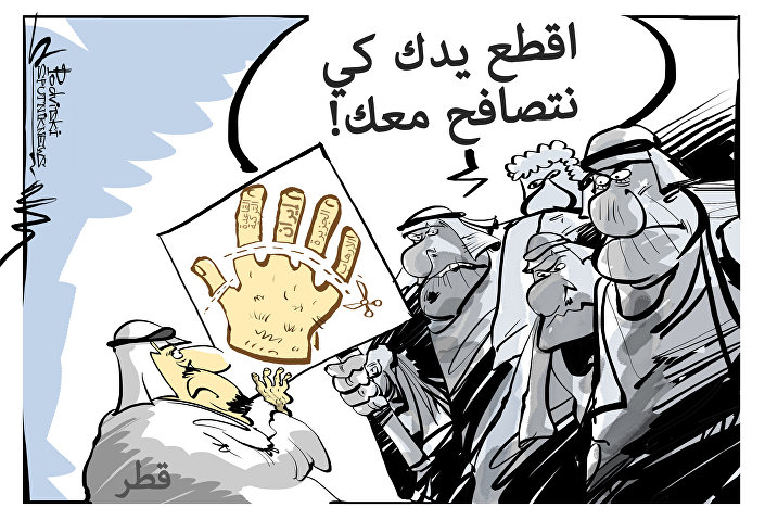 كاريكاتير/ اقطع يدك كي نتصافح معك