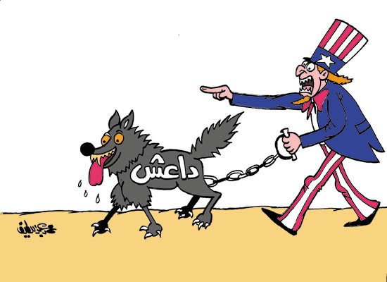 كاريكاتير/ أمريكا تقود كلبه داعش