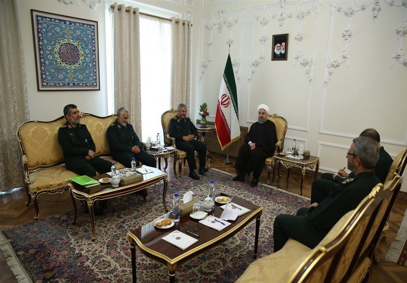 صدر روحانی نے سپاہ پاسداران کو مکمل حمایت کا عندیہ دیا