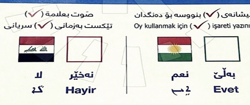 Barzani, bağımsızlık referandumu için 3 dilde oy pusulası hazırladı 