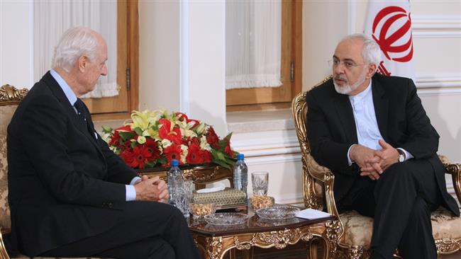 Iran's Zarif, UN envoy discuss Syria in Tehran