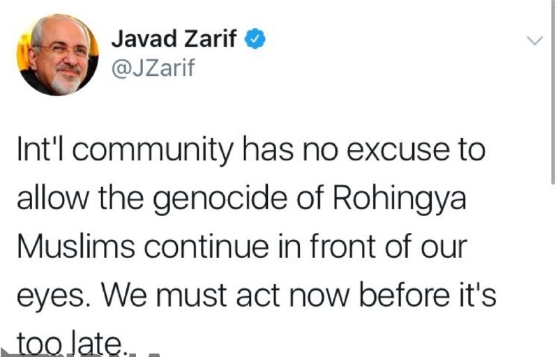 عالمی برادری میانمار میں مسلمانوں کی نسل کشی کیخلاف فوری قدم اٹھائے: ظریف