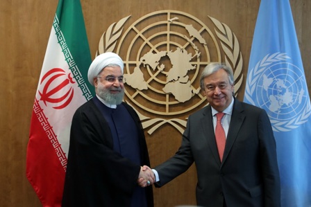 صدر روحانی کی نیویارک میں اقوام متحدہ کے سیکرٹری جنرل سے ملاقات