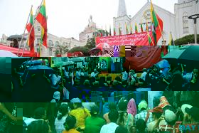 အစြန္းေရာက္ဘဂၤါလီ အၾကမ္းဖက္ဆန္႔က်င္ေရးႏွင့္ ျပည္ပစြက္ဖက္မႈ ႐ႈတ္ခ်ေရး ဆႏၵထုတ္ေဖာ္ပြဲတြင္ သံဃာႏွင့္ လူတစ္ေထာင္ခန္႔ ပါဝင္