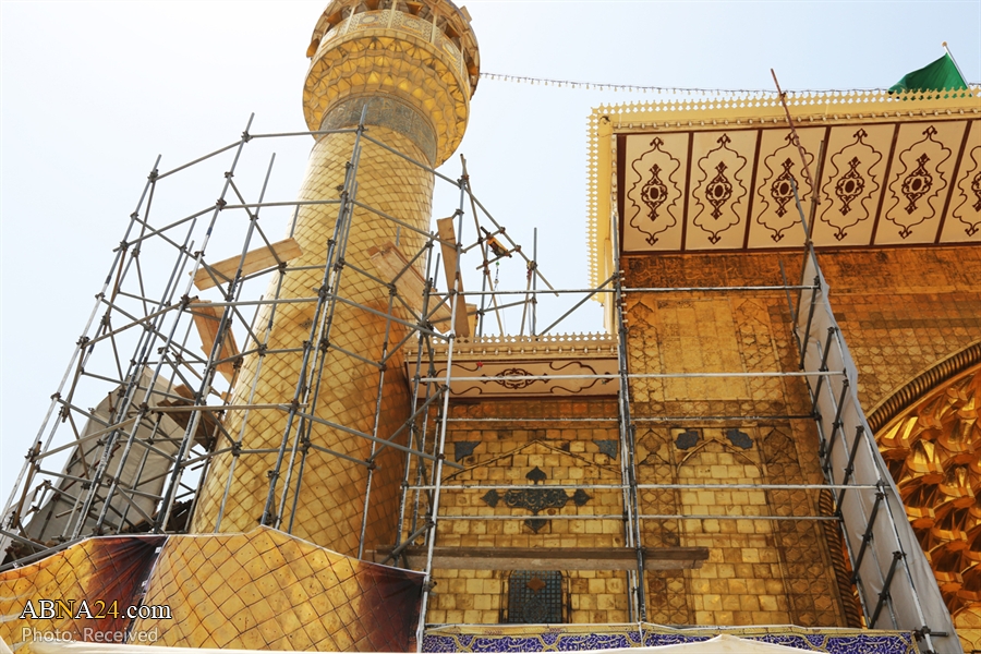 تقرير مصور/ ترميم سطح جدران لحرم الامام امير المؤمنين (ع)