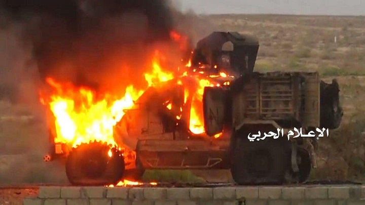 الجيش اليمني يدمر آلية عسكرية محملة بالجنود السعوديين في نجران