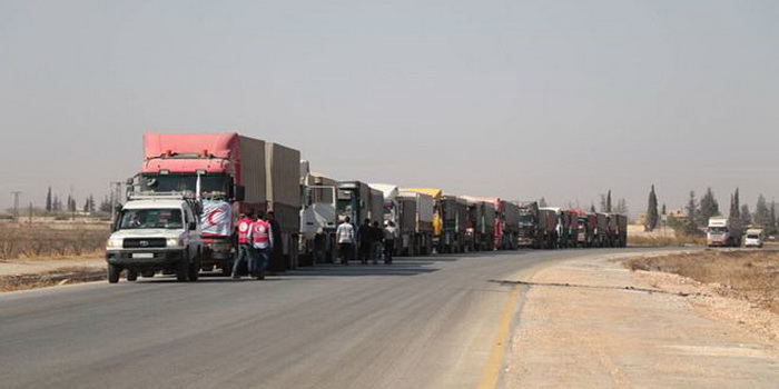 Humanitarian aid convoy arrives in Syria's Hasaka