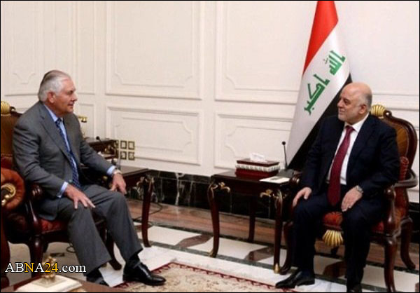 العبادي لوزير الخارجية الأميركي: الحشد الشعبي سيكون أملا للعراق والمنطقة