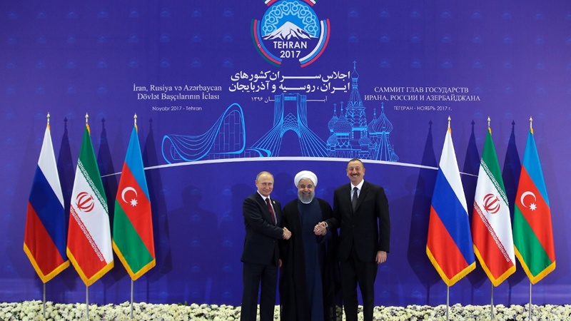 ایران، روس اور آذربائیجان کے صدور کی مشترکہ پریس کانفرنس + تصاویر