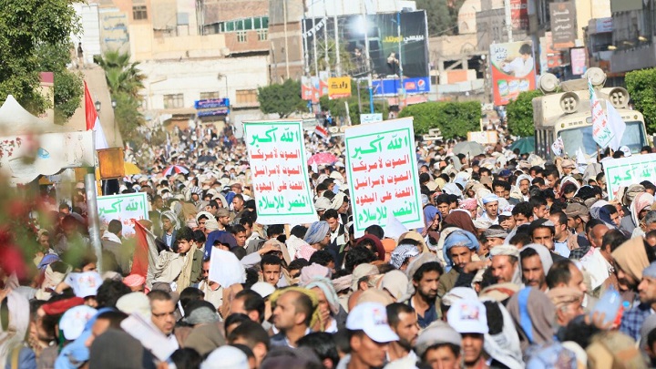 مسيرة شعبية حاشدة في صنعاء دعما لفلسطين في مئوية وعد بلفور