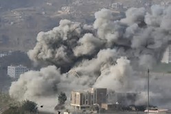 Malakas ang pagbomba sa Sanaa, Yemen 