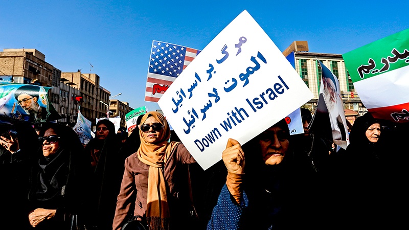 イスラム体制を支持するマシュハドと南部シーラーズの市民の行進