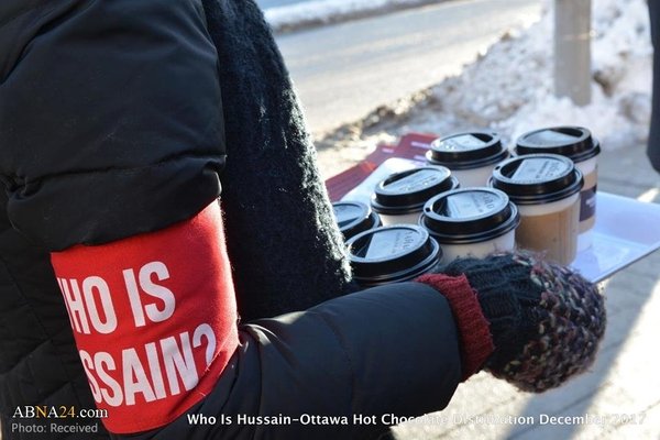 人々にホットココアを振る舞う　シーア派ボランティア組織”WHO IS HUSSAIN?”