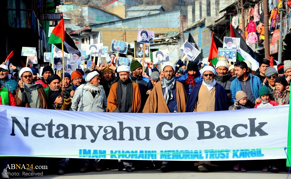 Kargil people stage huge protest against Netanyahu's visit to India