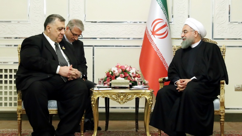 صدر روحانی سے عراقی پارلیمانی اسپیکر کی ملاقات، عالم اسلام میں اخوت و برادری کو فروغ دینے پر کی تاکید