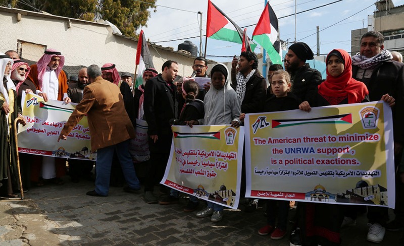 Hundreds rally in besieged Gaza over Trump’s cut of funding to UNRWA