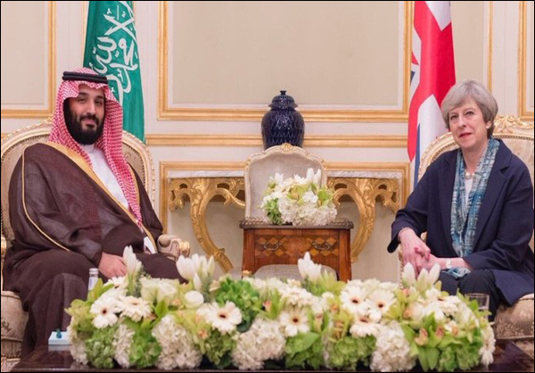 محتجون في لندن يطالبون "تيريزا مي" بالغاء زيارة "مجرم الحرب" محمد بن سلمان الى المملكة المتحدة