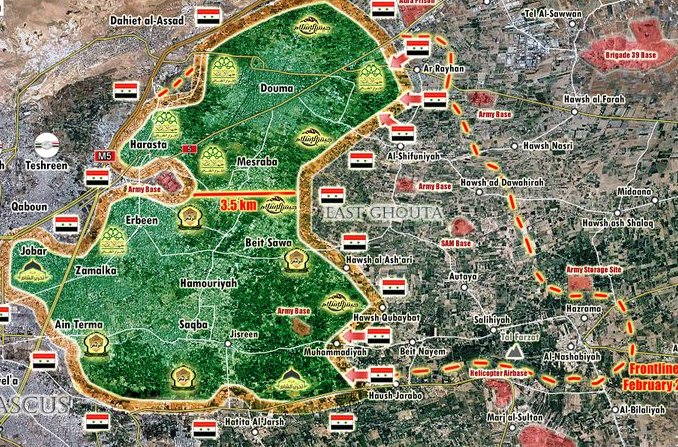 Syrian Army within 3.5km of splitting East Ghouta pocket in half