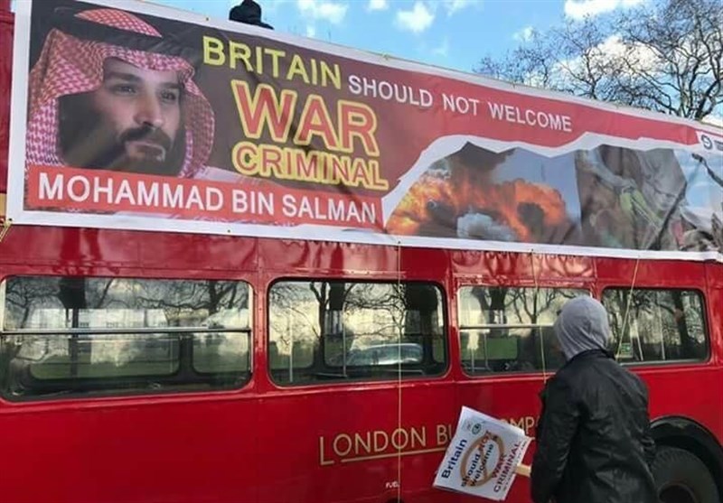 لندن میں طفل کش محمد بن سلمان کے خلاف احتجاجی مظاہرہ+ تصاویر
