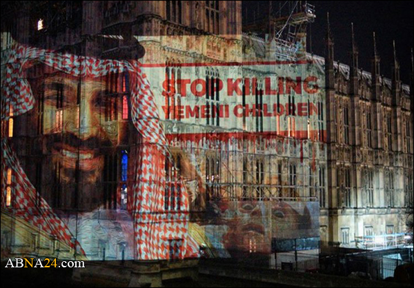 صور "محمد بن سلمان" على جدار البرلمان البريطاني تطالب باعتقاله