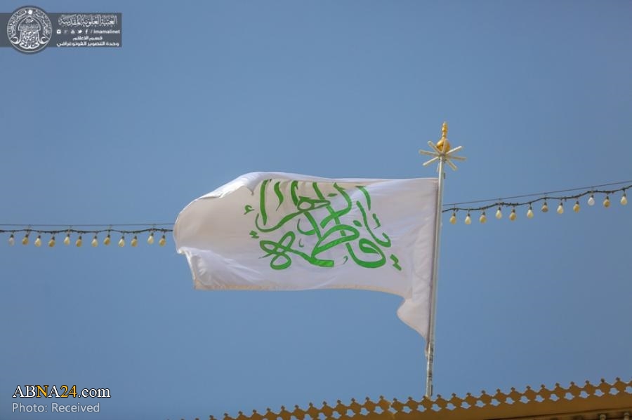 Decorating Flagstaff of Imam Ali Holy Shrine with a Golden Crown
