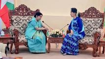 ႏိုင္ငံေတာ္၏အတိုင္ပင္ခံပုဂၢိဳလ္ႏွင့္ အိႏၵိယ ျပည္ပေရးရာ၀န္ႀကီးတုိ႔ ေတြ႕ဆံုေဆြးေႏြး