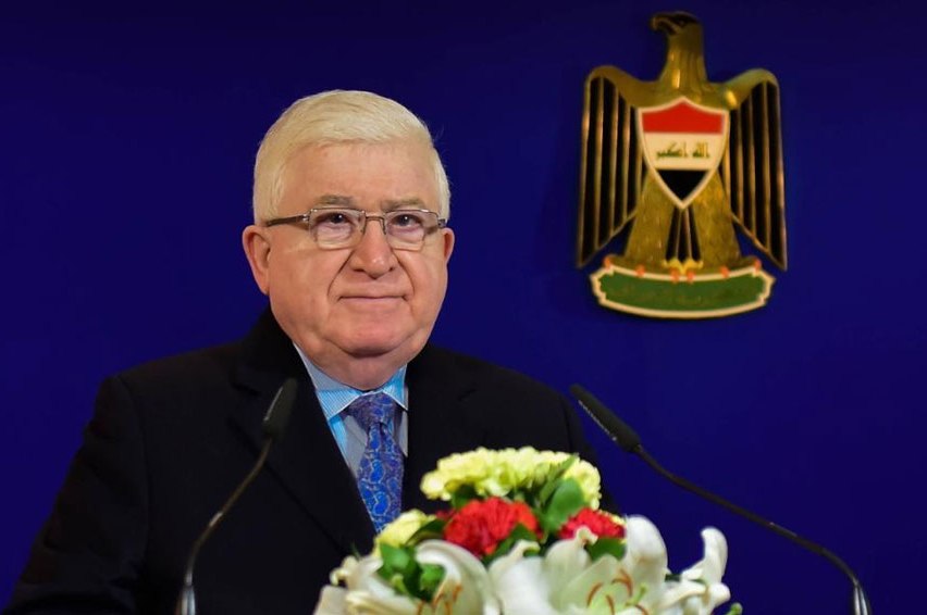 "الرئيس العراقي" يندد بقتل عشرات الفلسطينيين