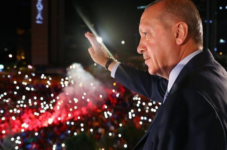 أردوغان بعد إعلان فوزه بالانتخابات يقول ان تركيا ستواصل التقدم في سوريا